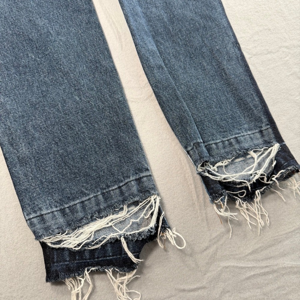 MSGM Blue Two Tone Straight Leg Jeans Womens 38 Frayed Hem - Picture 10 of 11